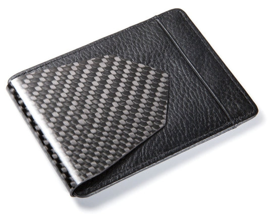 D15 Carbon Fiber Money Clip With Leather Wallet