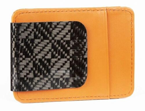 D15 Wallet Checkered weave carbon fiber with brown wallet
