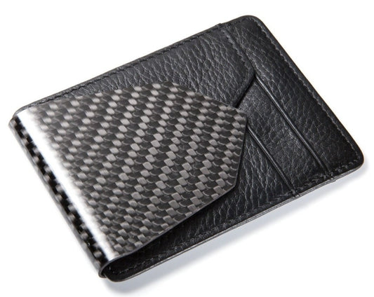 D15 Carbon Fiber Money Clip With Leather Wallet