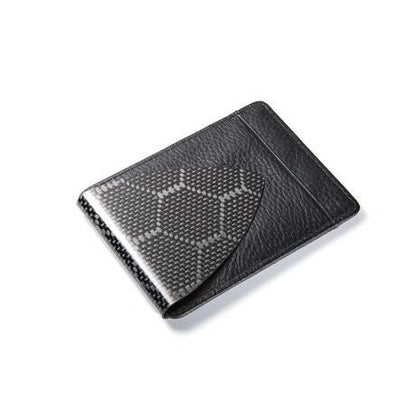 Single Point Hex Weave Carbon Fiber with Black leather wallet