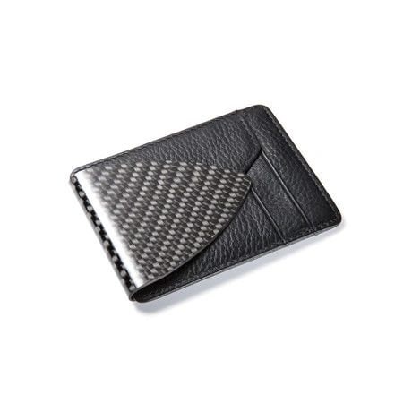 Single Point 2x2 Twill Weave Carbon Fiber with Black leather wallet