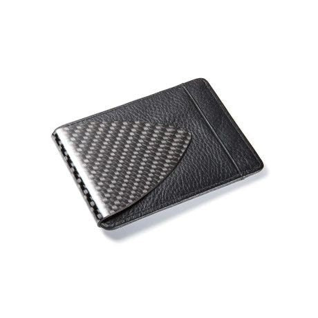 Single Point 2x2 Twill Weave Carbon Fiber with Black leather wallet