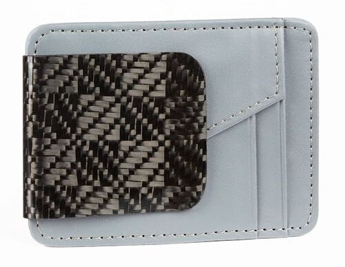 D15 Wallet checkered weave carbon fiber with grey wallet