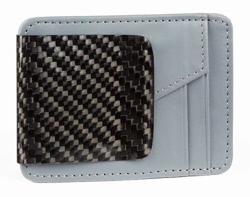 D15 Wallet Carbon Fiber 2x2 Twill weave with grey wallet