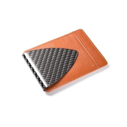 Single Point 2x2 Twill Weave Carbon Fiber with Brown leather wallet