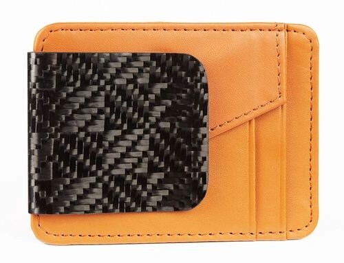 D15 Wallet Checkered weave carbon fiber with brown wallet