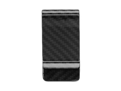 Real Carbon Fiber Money Clip Credit Card Wallet Cash Holder Black Gloss Finish